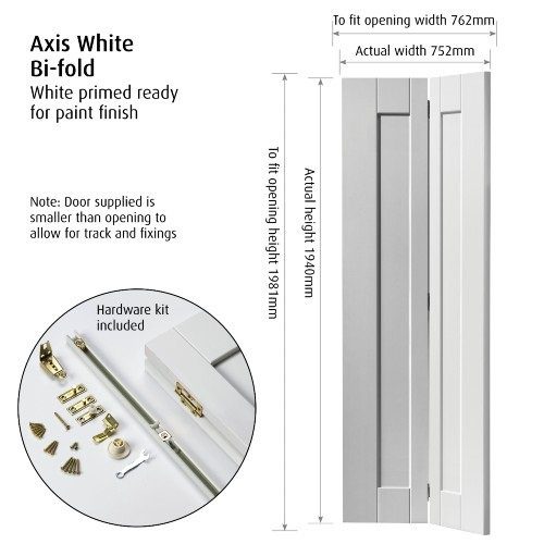 Axis White Bi-fold Wide Shaker Style Door With Recessed Panels - JB Kind