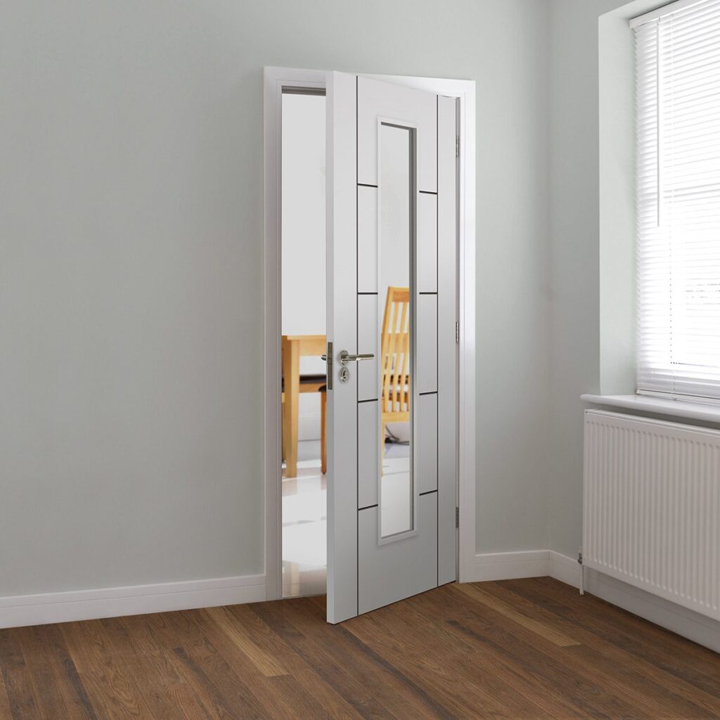 Linea Painted White Glass Internal Door - JB Kind